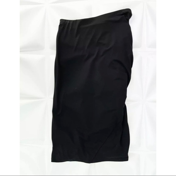 Joeffer Caoc Sz S Black Slinky Jersey Lycra Ruched Gathered Draped Midi Skirt - Picture 3 of 7